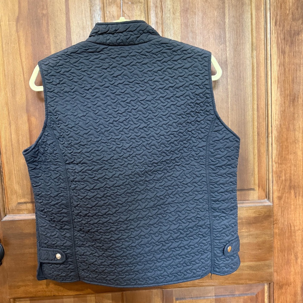 Robert Kitchen Women Textured Quilted Faux Fur Lined Vest Black Gray Medium - Picture 4 of 10
